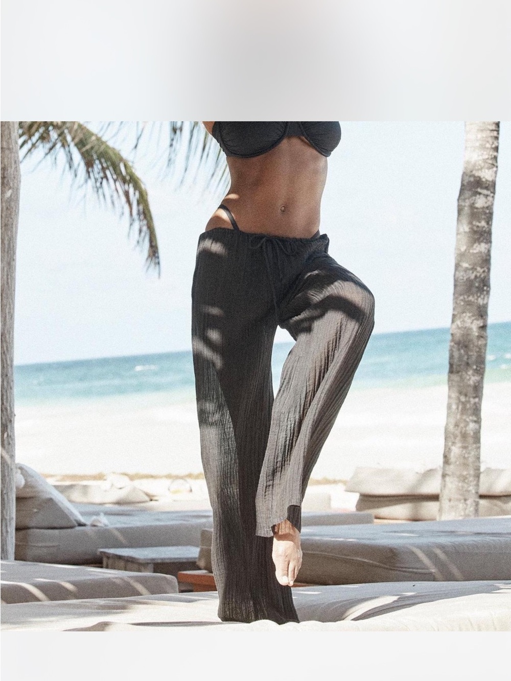 Monday Swimwear Black Wide-Leg Beach Pants